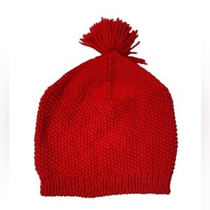 handmade red crocheted beanie for kids